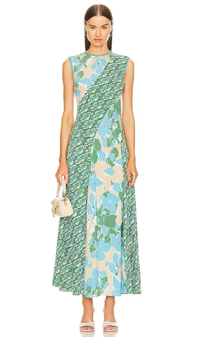 Diane Von Furstenberg Cory Floral Sleeveless Maxi Dress In Cerulean Floral Multi
