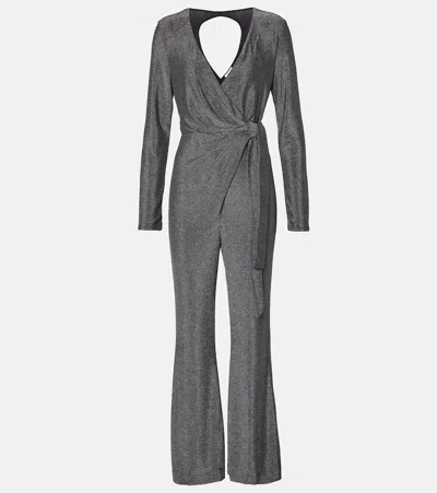 Diane Von Furstenberg Cosima Two Lamé Jumpsuit In Silver Grey