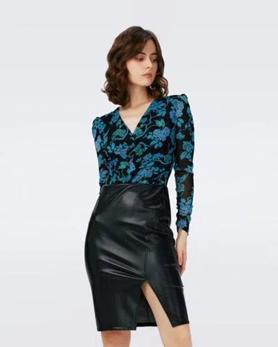 Diane Von Furstenberg Costanza Mesh Bodysuit In Black