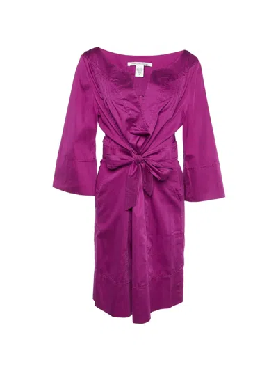 Pre-owned Diane Von Furstenberg Cotton Midi Dress In Purple
