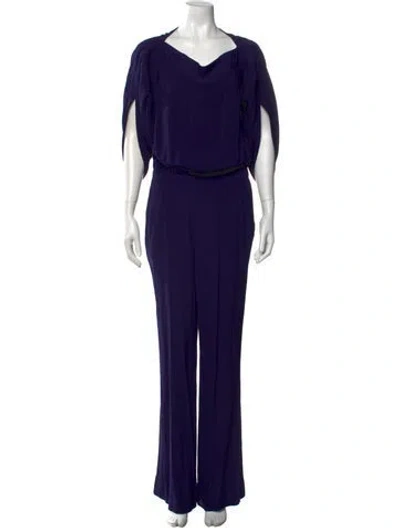 Pre-owned Diane Von Furstenberg Cowl Neck Jumpsuit In Blue