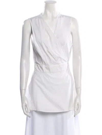 Pre-owned Diane Von Furstenberg Cowl Neck Sleeveless Tunic In White