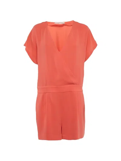Pre-owned Diane Von Furstenberg Crepe Playsuit In Orange