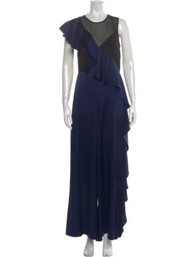 Pre-owned Diane Von Furstenberg Crew Neck Jumpsuit In Blue