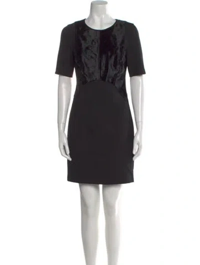 Pre-owned Diane Von Furstenberg Crew Neck Mini Dress In Black