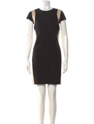 Pre-owned Diane Von Furstenberg Crew Neck Mini Dress In Black