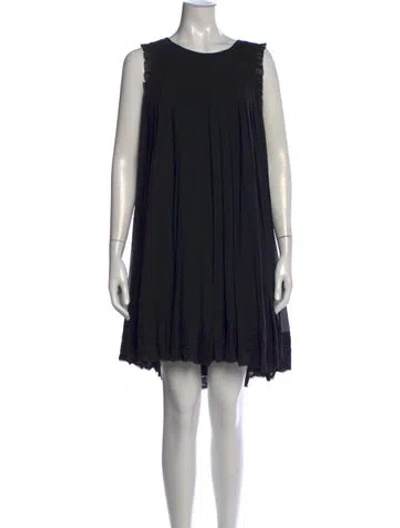 Pre-owned Diane Von Furstenberg Crew Neck Mini Dress In Black