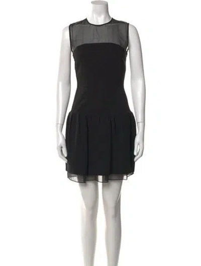 Pre-owned Diane Von Furstenberg Crew Neck Mini Dress In Black