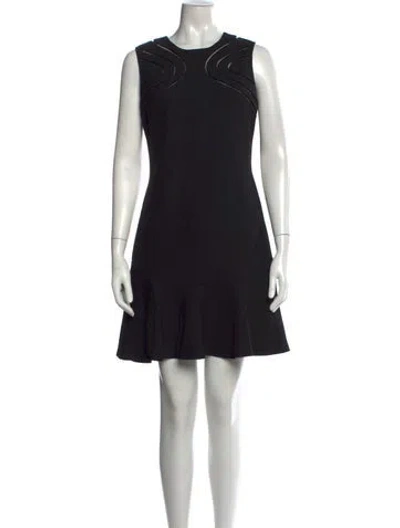 Pre-owned Diane Von Furstenberg Crew Neck Mini Dress In Black
