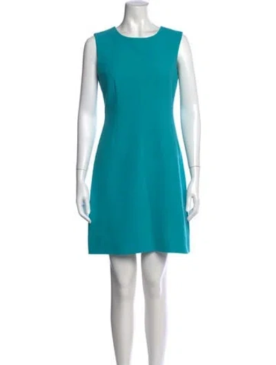 Pre-owned Diane Von Furstenberg Crew Neck Mini Dress In Blue