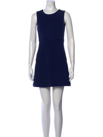 Pre-owned Diane Von Furstenberg Crew Neck Mini Dress In Blue