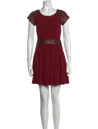 Pre-owned Diane Von Furstenberg Crew Neck Mini Dress In Burgundy