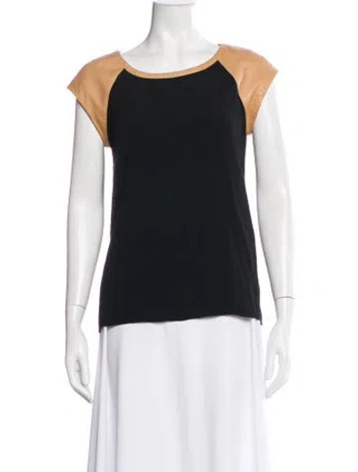 Pre-owned Diane Von Furstenberg Crew Neck Short Sleeve Top In Black