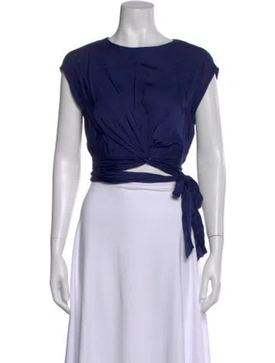 Pre-owned Diane Von Furstenberg Crew Neck Sleeveless Blouse In Blue