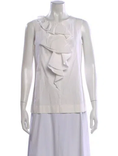 Pre-owned Diane Von Furstenberg Crew Neck Sleeveless Blouse In White