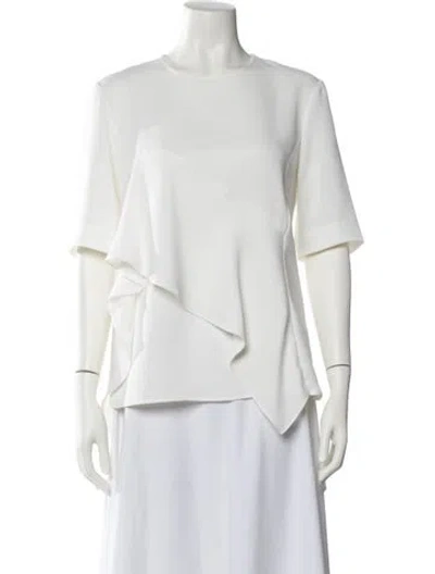 Pre-owned Diane Von Furstenberg Crew Neck Three-quarter Sleeve Blouse In Neutral