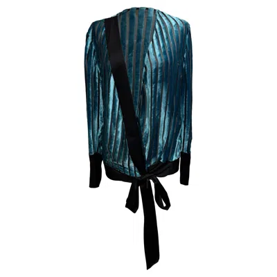 Diane Von Furstenberg Cross Over Blouse In Blue Velvet