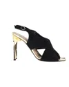 Diane Von Furstenberg Cross Strap High Heel Sandals In Black Suede In Black