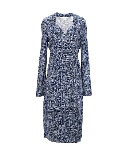 Diane Von Furstenberg Cybil Peacock Print Wrap Dress In Blue Silk