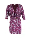 Diane Von Furstenberg Danil Cowl Neck Belted Mini Dress In Multicolor Polyester In Multi