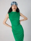 Diane Von Furstenberg Darrius Ruched Mock-neck Midi Dress In Signature Green