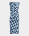 Diane Von Furstenberg Darrius Geometric-print Bodycon Dress In Cane Link Blue