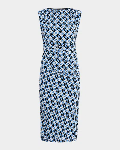 Diane Von Furstenberg Darrius Geometric-print Bodycon Dress In Cane Link Blue