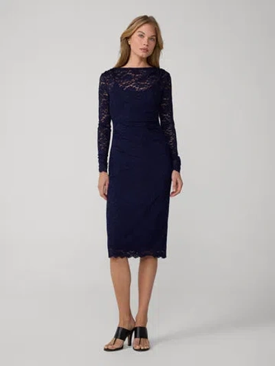 Diane Von Furstenberg Darrius Lace Long Sleeve Dress In Blue