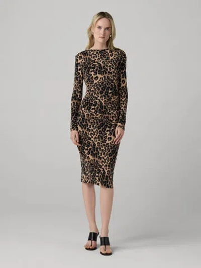 Diane Von Furstenberg Darrius Long Sleeve Dress In Brown