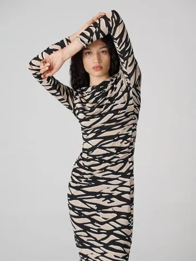 Diane Von Furstenberg Darrius Long Sleeve Dress In Shadow Twigs Horizontal
