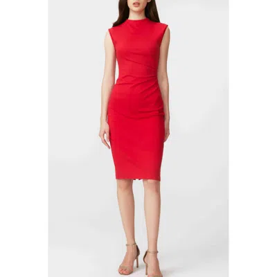 Diane Von Furstenberg Darrius Sleeveless Pleated Bodycon Midi Dress In Red