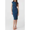 Diane Von Furstenberg Darrius Ruched Sleeveless Sheath Dress In Blue