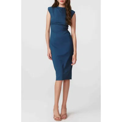Diane Von Furstenberg Darrius Ruched Sleeveless Sheath Dress In Moroccan Blue