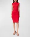 Diane Von Furstenberg Darrius Sleeveless Pleated Bodycon Midi Dress In Akane