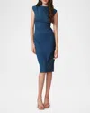 Diane Von Furstenberg Darrius Ruched Sleeveless Sheath Dress In Moroccan Blue