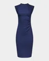 Diane Von Furstenberg Darrius Sleeveless Ruched Bodycon Dress In Classic Navy