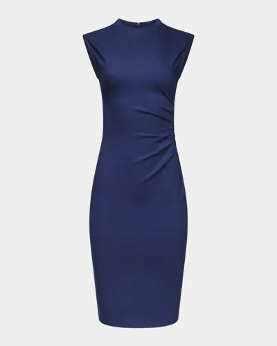 Diane Von Furstenberg Darrius Sleeveless Ruched Bodycon Dress In Classic Navy