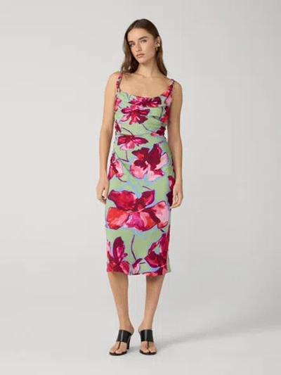Diane Von Furstenberg Delaney Ruched Cowl-neck Midi Dress In Multi