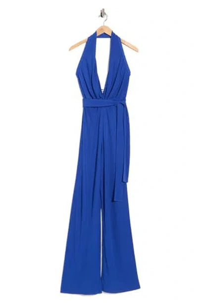 Diane Von Furstenberg Delia Halter Neck Jumpsuit In Blue
