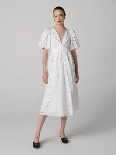 Diane Von Furstenberg Delilah Eyelet Cotton Wrap Dress In White