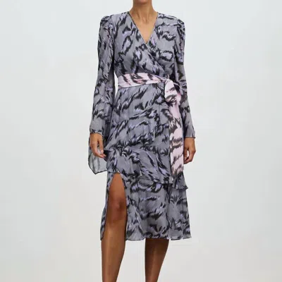 Diane Von Furstenberg Desma Wrap-effect Printed Chiffon Midi Dress In Grey