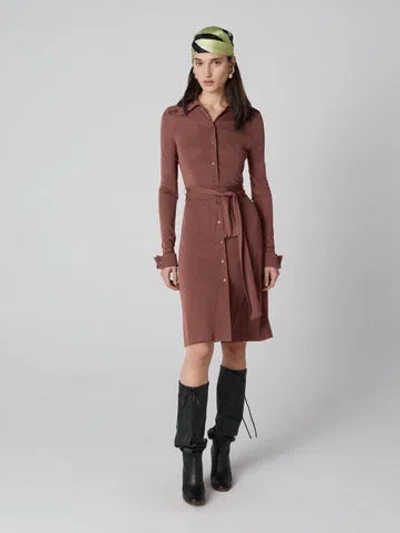Diane Von Furstenberg Diane Shirt Dress In Chocolate