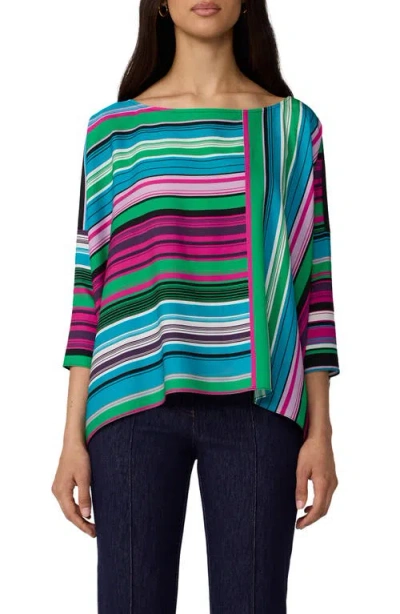 Diane Von Furstenberg Diane Stripe Stretch Silk Top In Brown