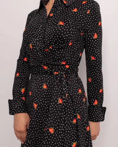 Diane Von Furstenberg Didi Dress In Rose Dots In Black