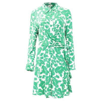 Diane Von Furstenberg Didi Printed Mini Wrap Dress In Green Viscose