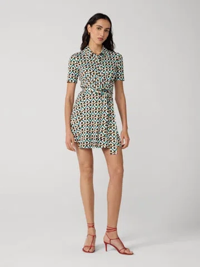 Diane Von Furstenberg Didi Short Sleeve Dress In Green