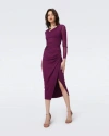 Diane Von Furstenberg Dorinda Mesh-paneled Ruched Jersey Midi Dress In Burgundy