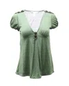 Diane Von Furstenberg Dot Print Blouse In Green Silk In Green