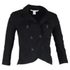Diane Von Furstenberg Double Breasted Button Blazer In Black Cotton In Black