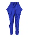 Diane Von Furstenberg Draped Pegged Pants In Blue Silk In Blue